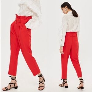 Top Shop Red Paperbag Pants